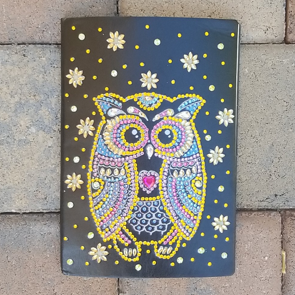 Jeweled Owl Soft Leather Notebook/journal NWOT